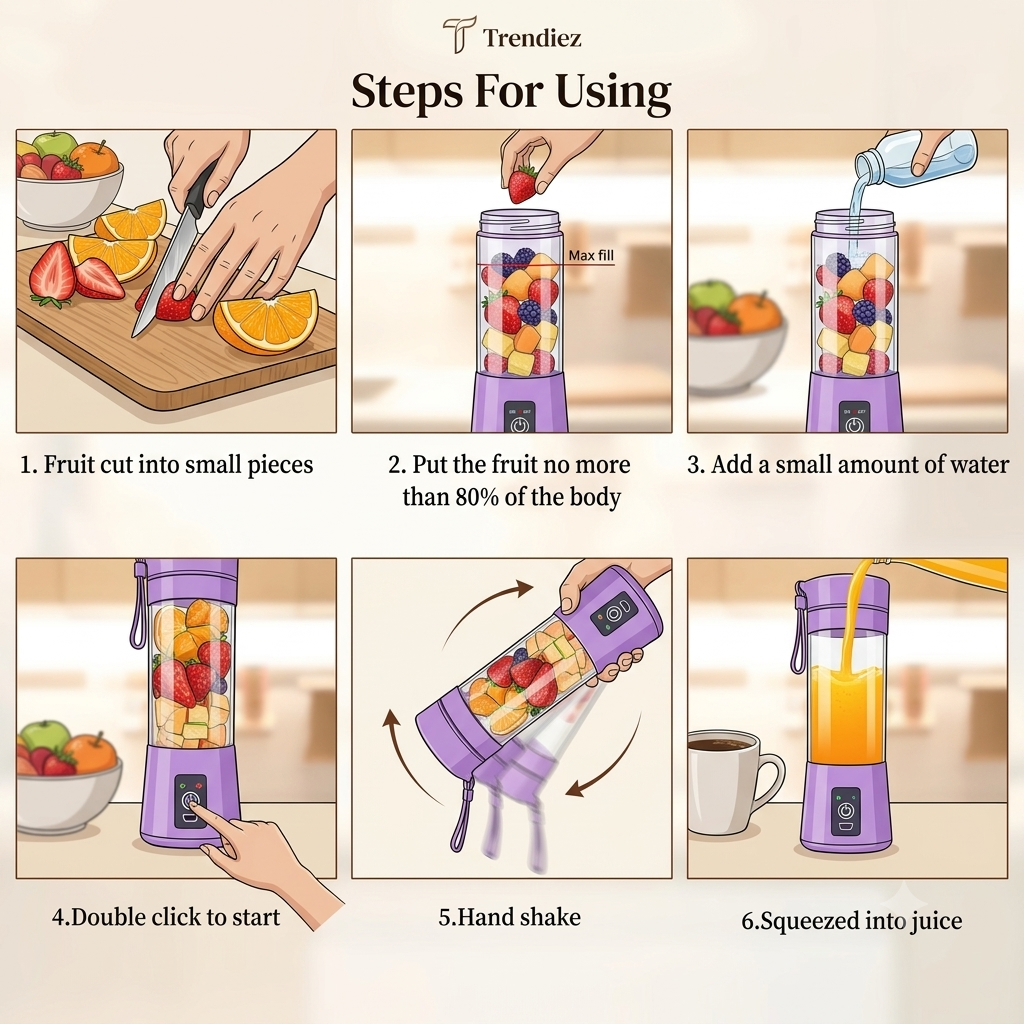 Trendiez Portable 6-Blade Rechargeable Juicer Blender