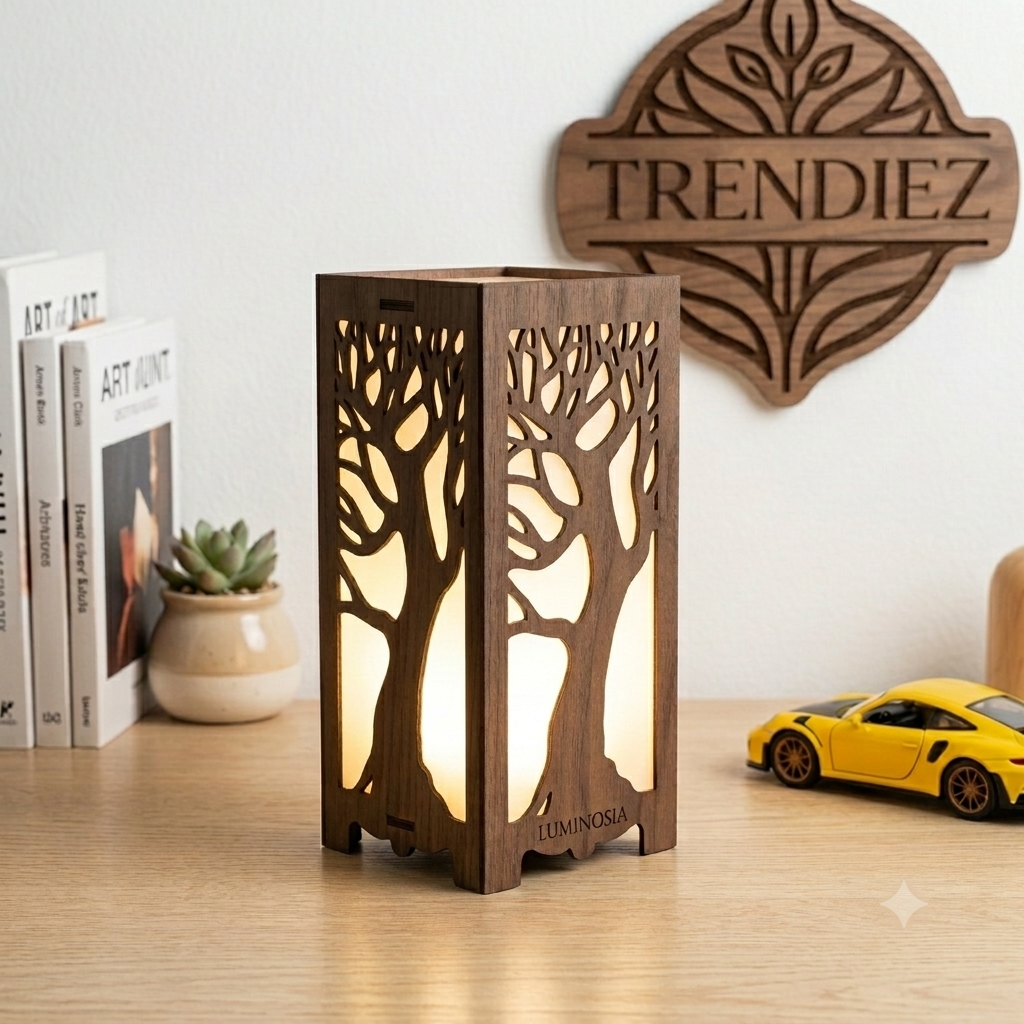 Trendiez Wooden LED Tree Table Lamp